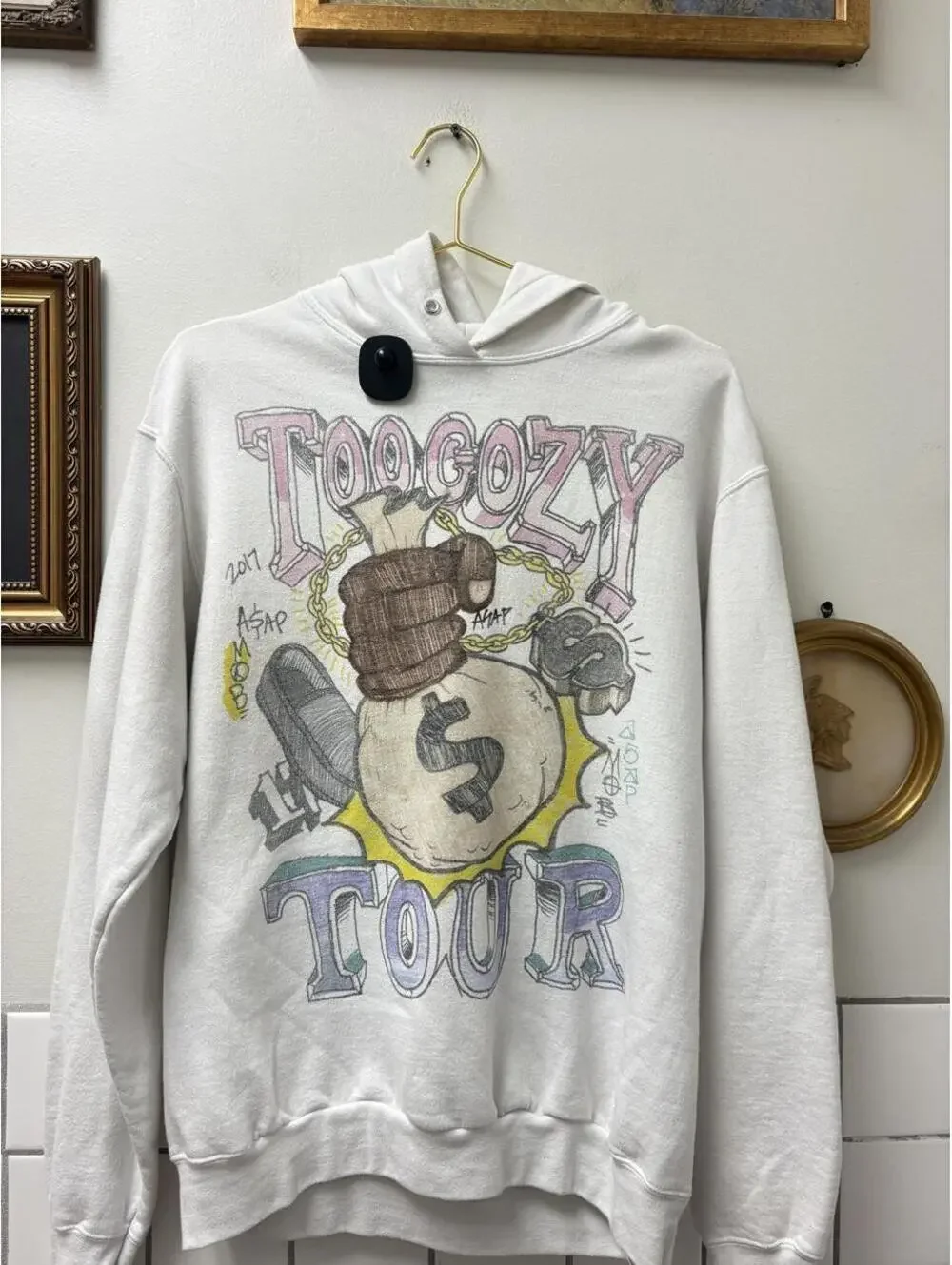 ASAP Mob 2017 Too Cozy Tour White Hoodie Size Small Cotton